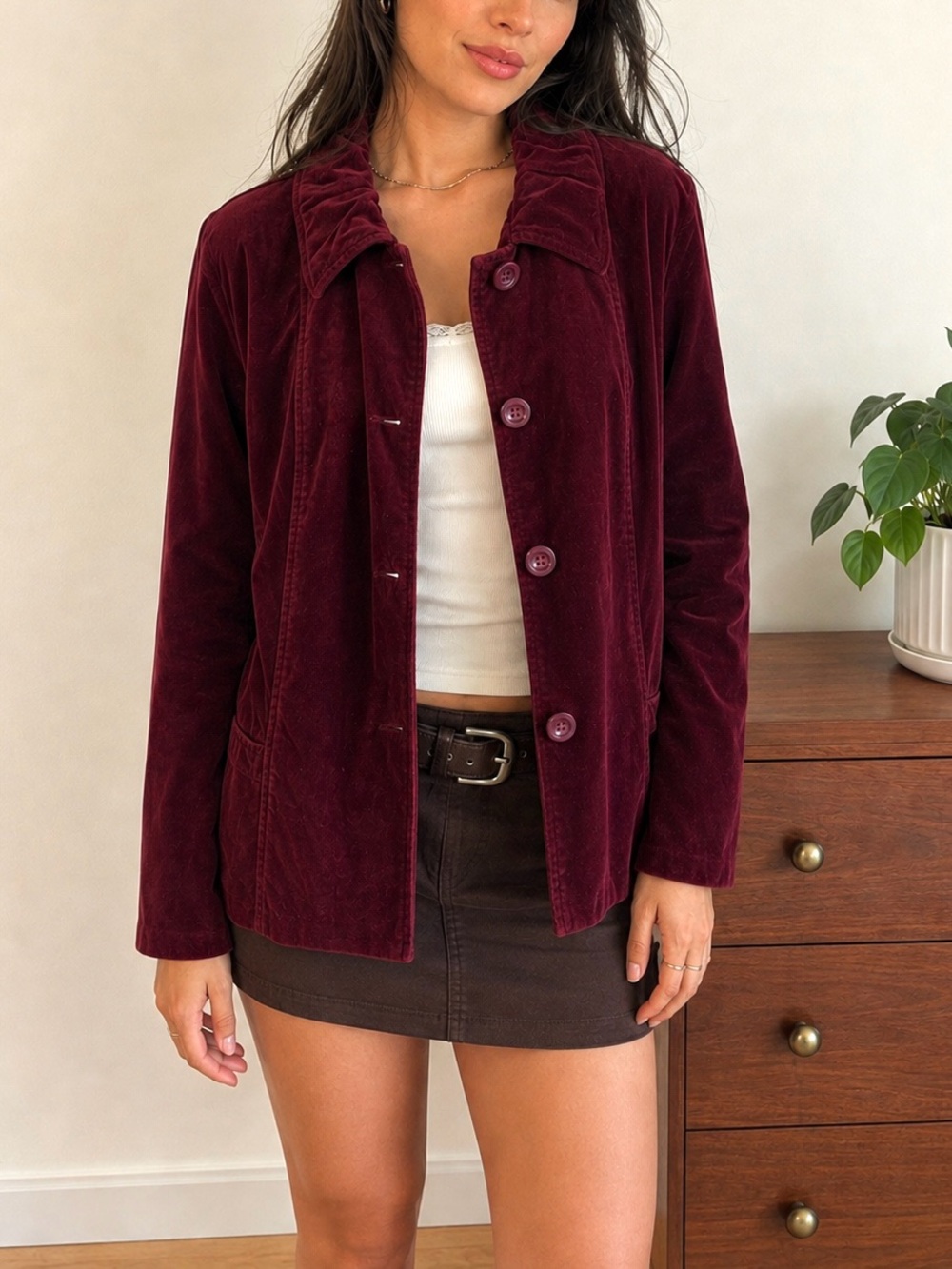 Vintage Y2K 90s Chicos Velvet Button Front Jacket Dark Academia Old Money Grunge